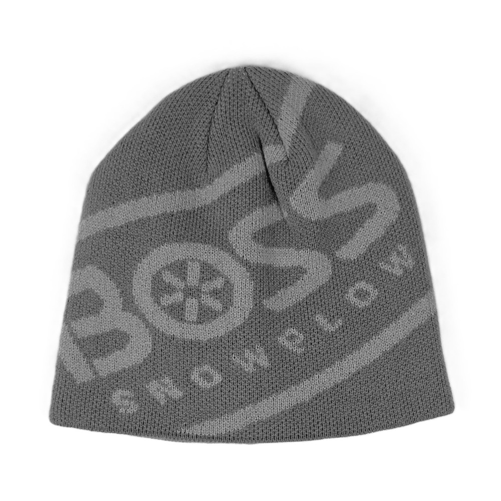 BOSS Snowplow Beanie Hat Gray Knit Winter Skull Cap